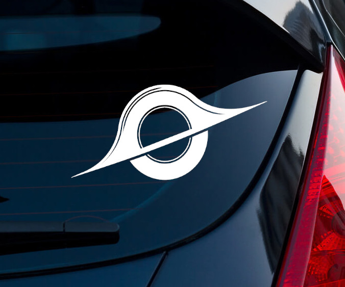 Black Hole Outer Space Indoor Outdoor Matte White Vinyl Decal 5.6″x2.6″