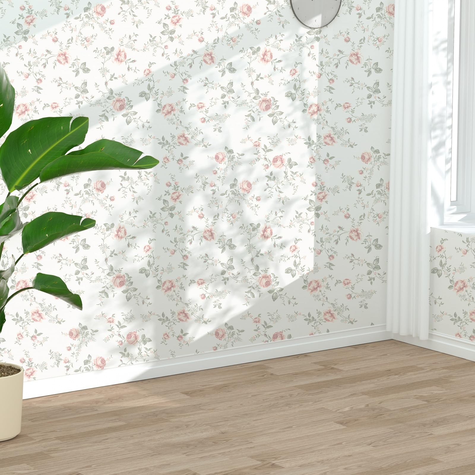 Floral Peel and Stick Wallpaper Boho Rose Flower Beige Contact Paper Removabl…