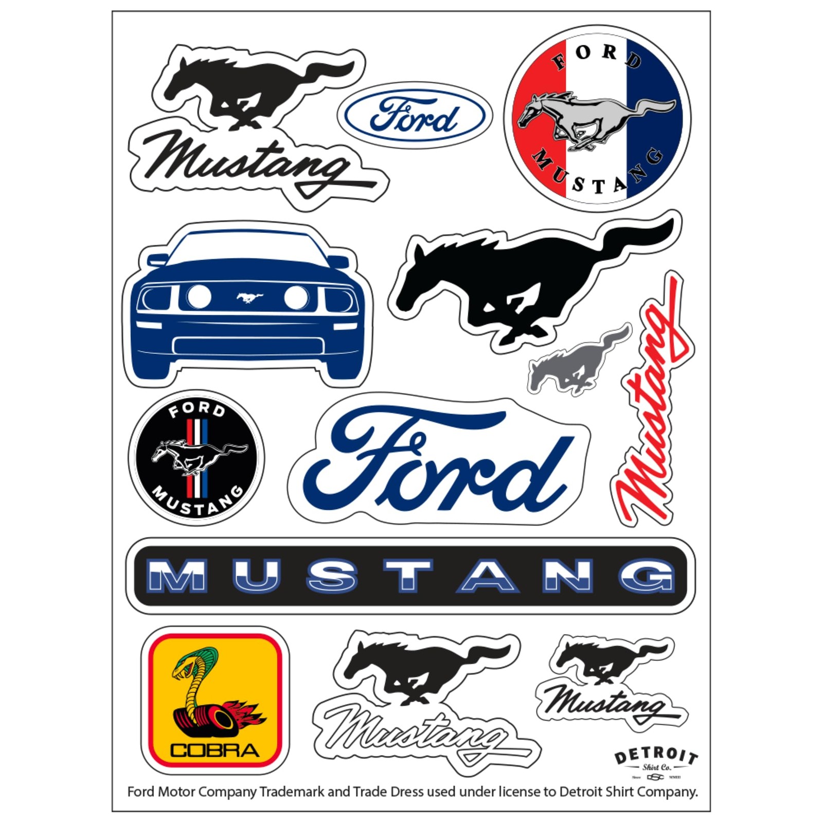 Ford Mustang 12-Decal Sticker Sheet | 6″x 8″ Indoor/Outdoor Vinyl | Made in U…
