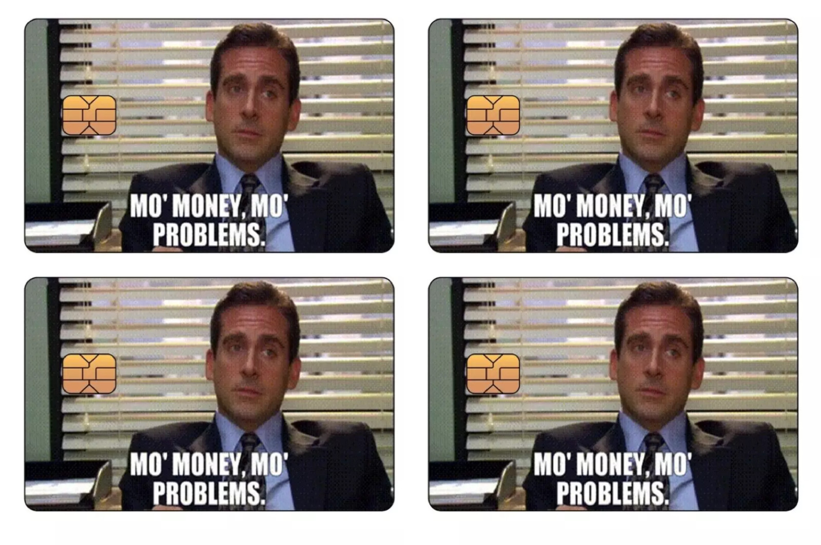 Michael Scott Meme Sticker (4-Pack) | The Office ‘Mo’ Money’ Funny Card Skin