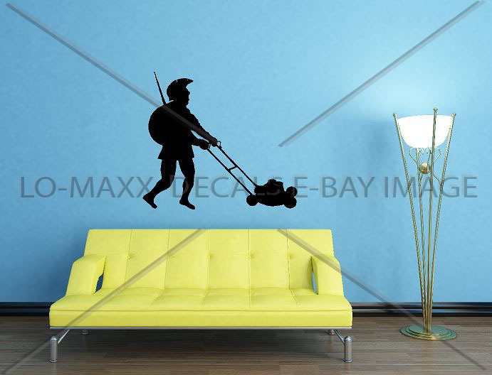 Roman Centurion Warrior Cutting Grass Original Graphic Art Die Cut Vinyl Decal