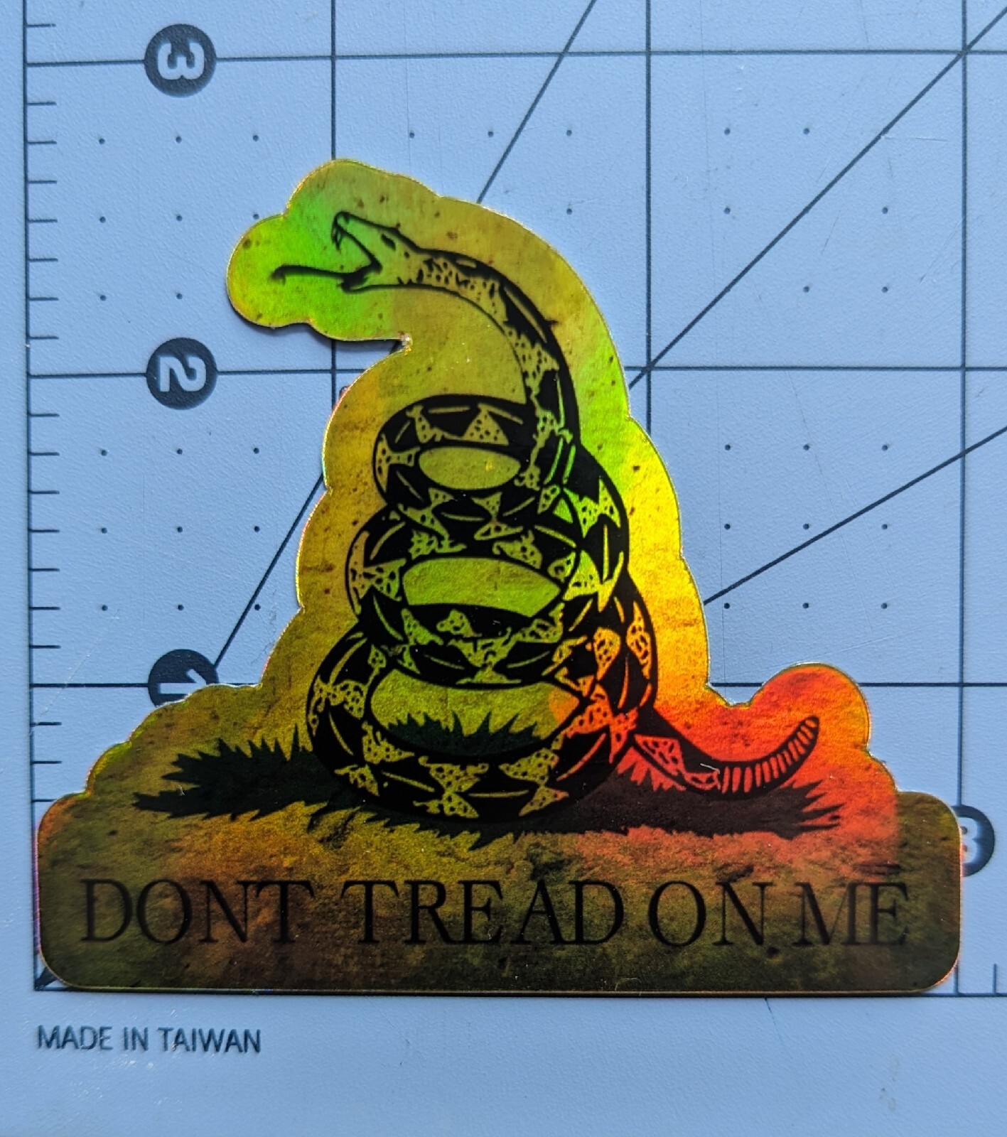 Don’t Tread On Me Die Cut Holographic Sticker Gadsden Flag 2A 3 x 2.65 Inches