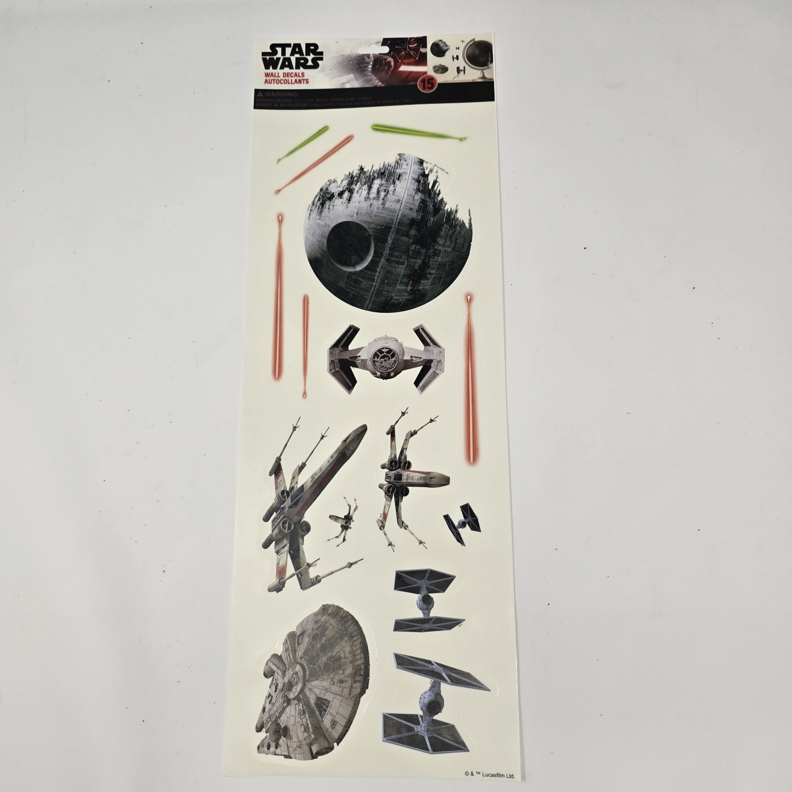New Star Wars Peel & Stick Wall Decals Death Star Millenium Falcon Tie Fighter