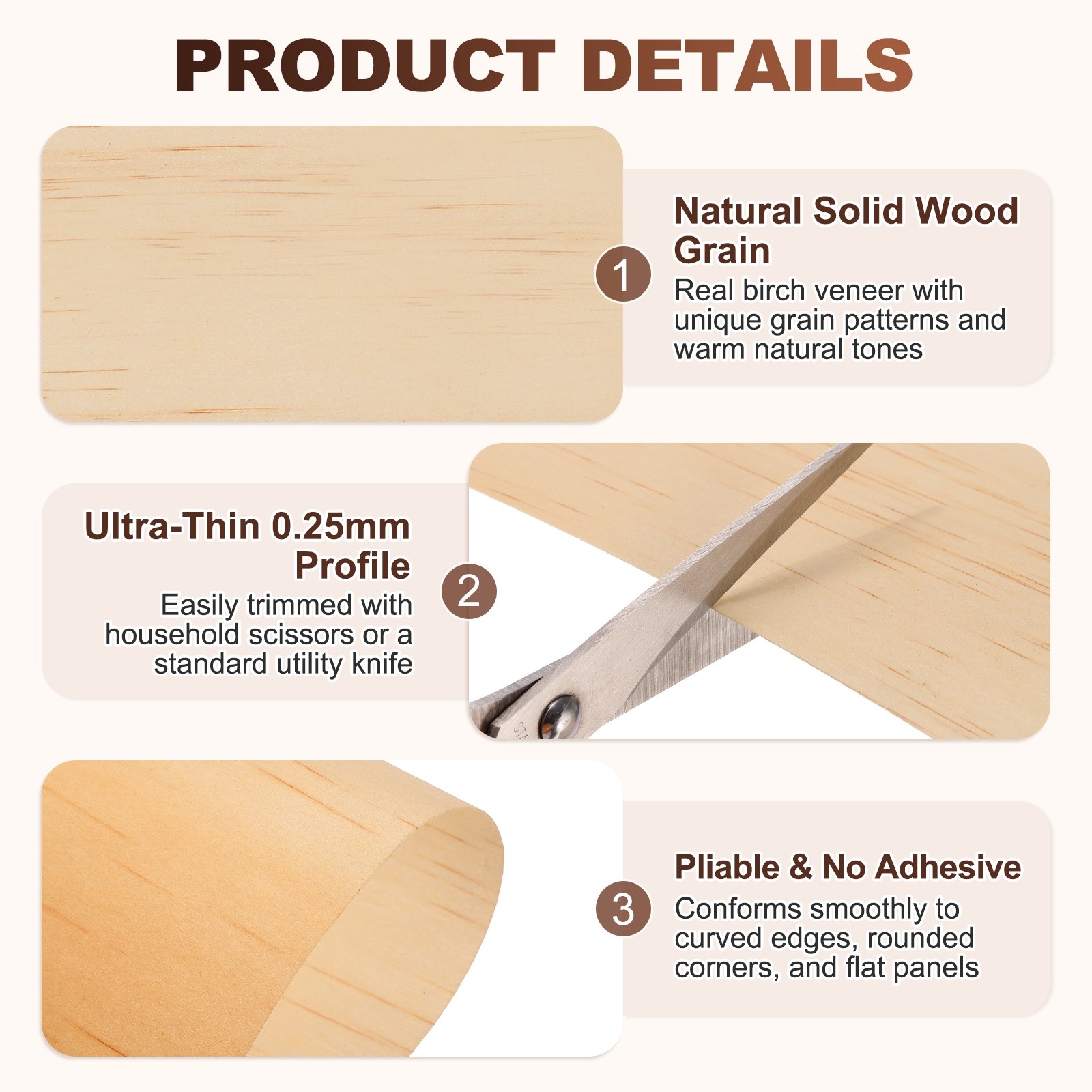 30 Pcs Real Wood Veneer Sheets, 7.9″ x 7.9″ Laminate Wood Boards (Pine)