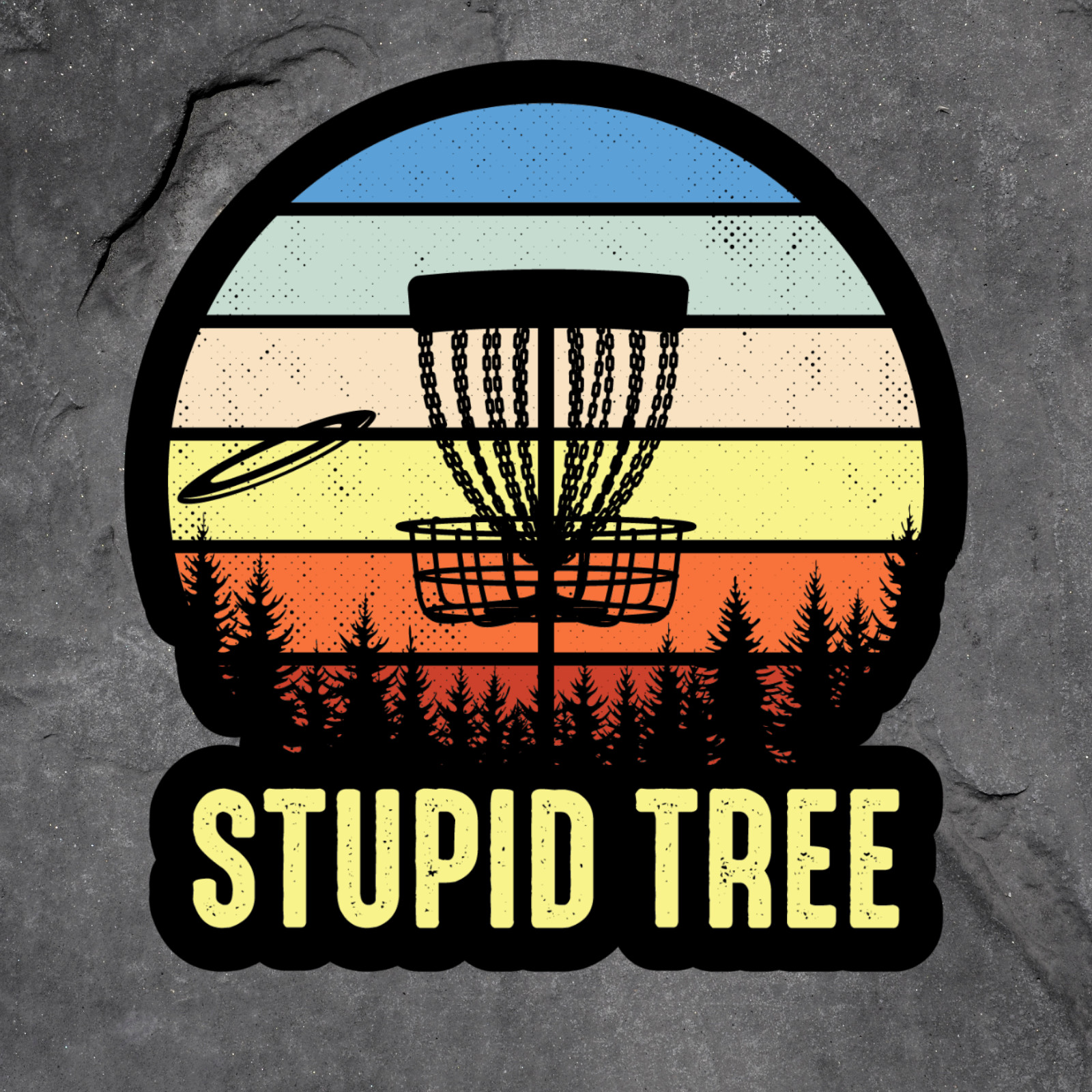 Disc golf sticker vinyl decal stupid tree basket frisbee retro