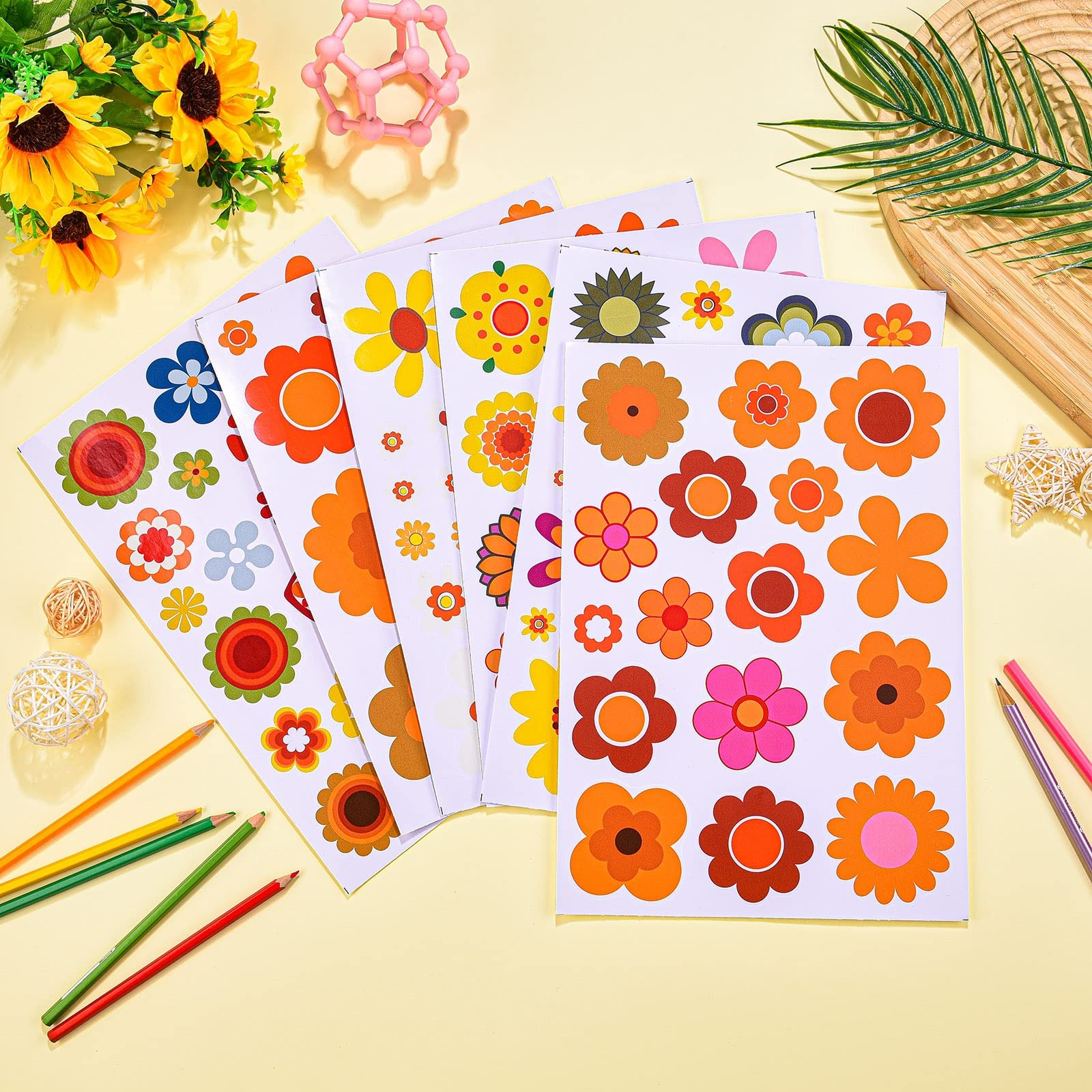 Daisy Stickers 135 Pcs Flower Car Decals 60’s Hippie Stickers Daisy Vinyl Ret…