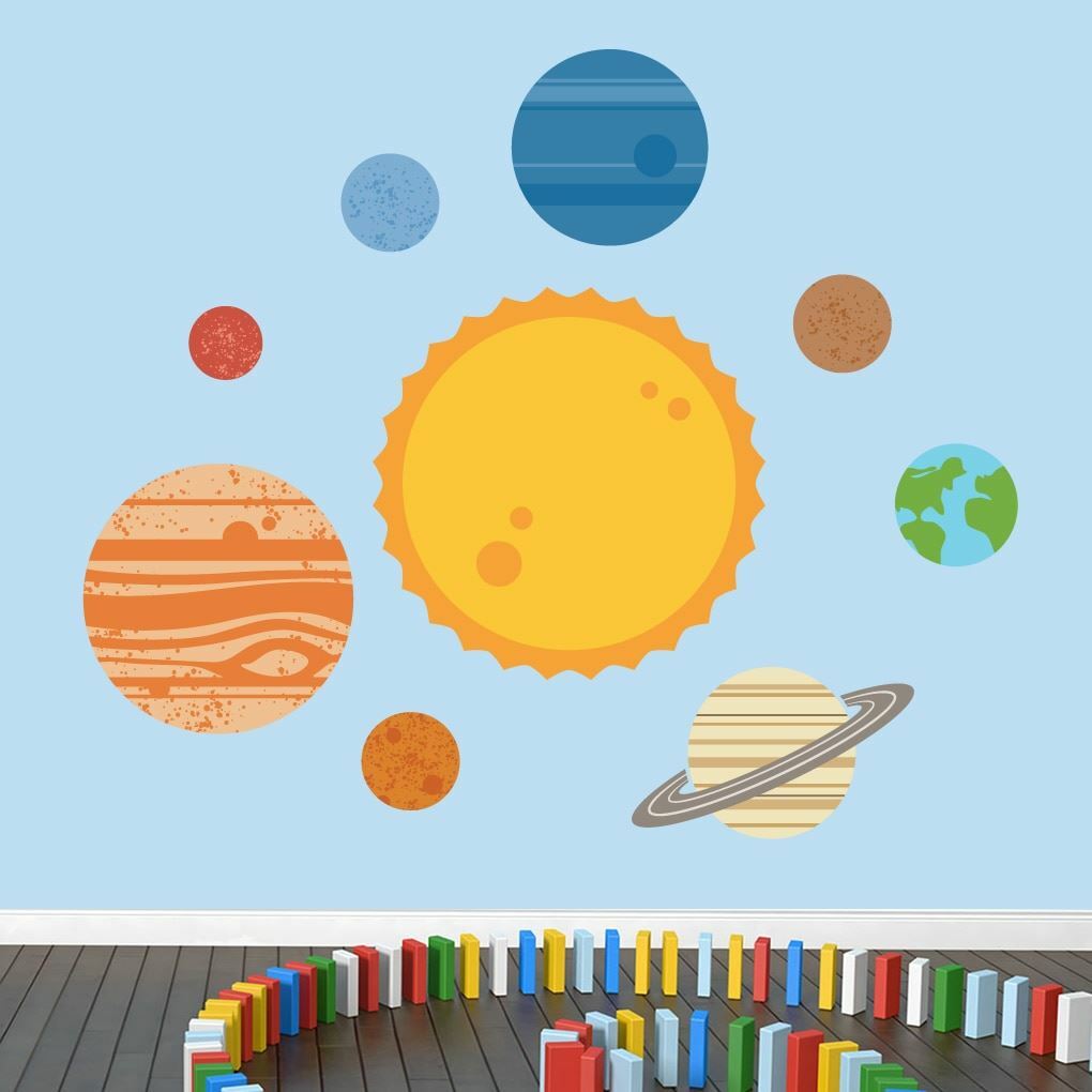Solar System Printed Wall Decal Set – Space, Science, Kids, Playroom, Classroom