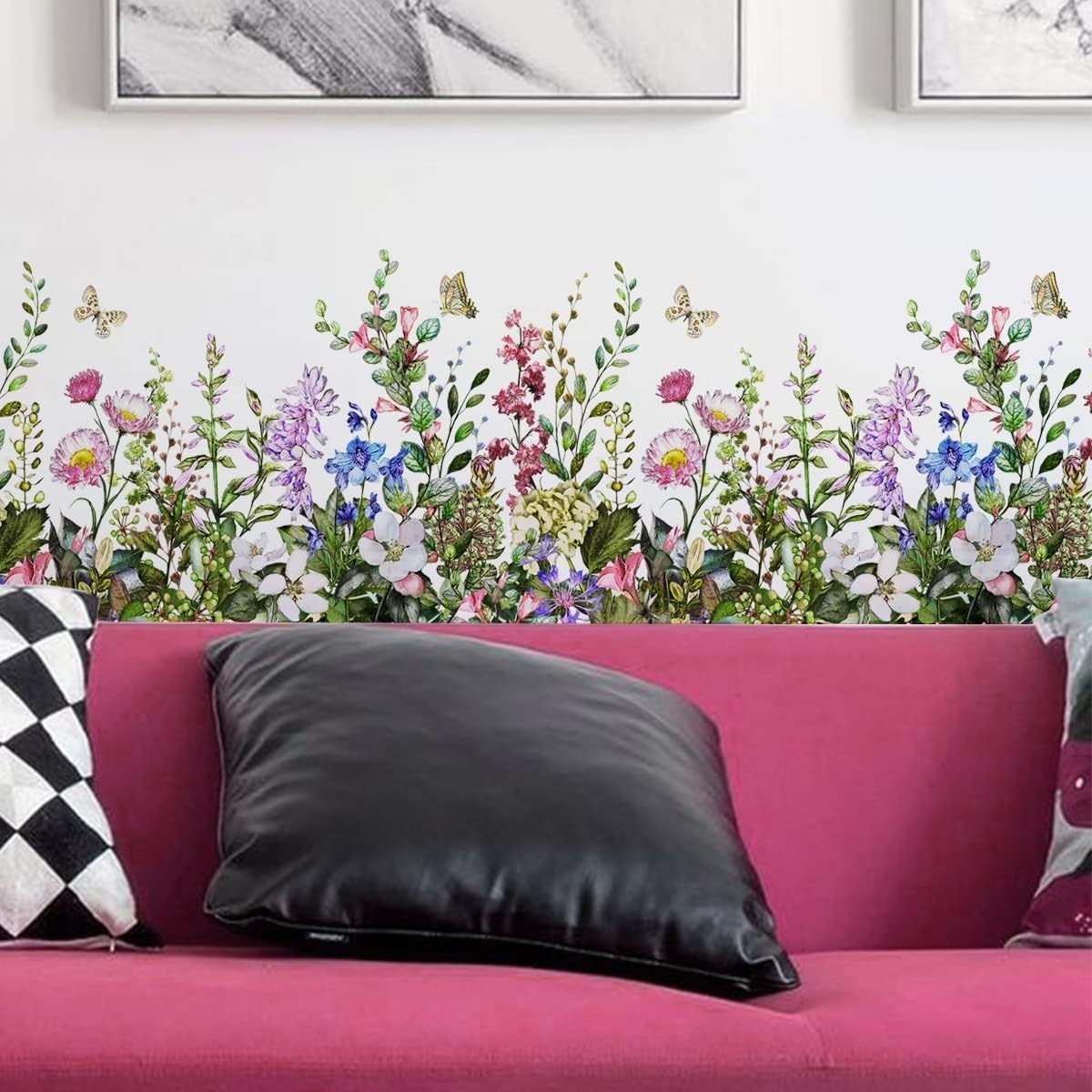 Colorful Corner Wall Stickers with Flowers and Butterflies – Easy to Install