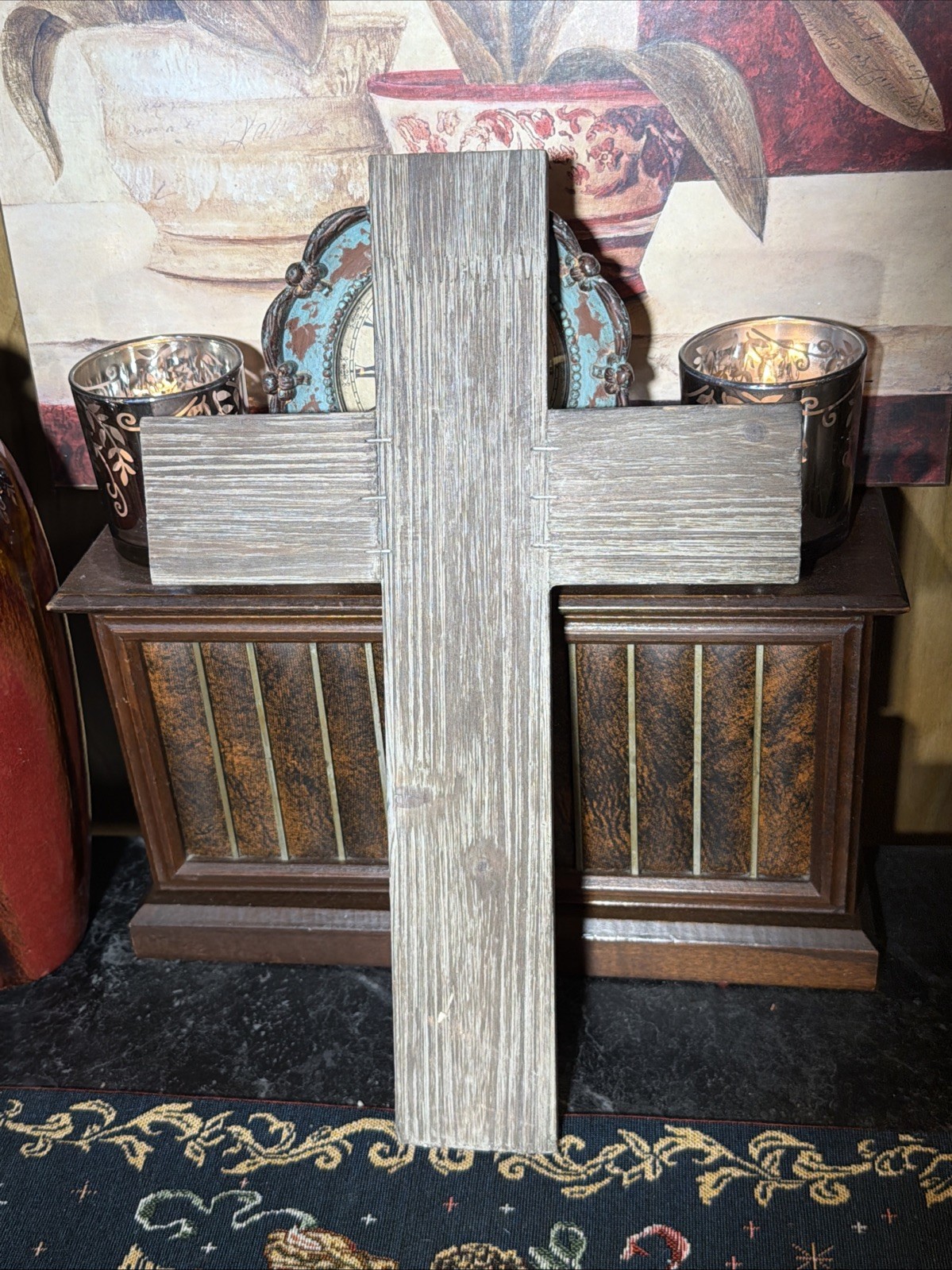 15” Distressed Wooden Cross Wall Hanging Or A DIY Project
