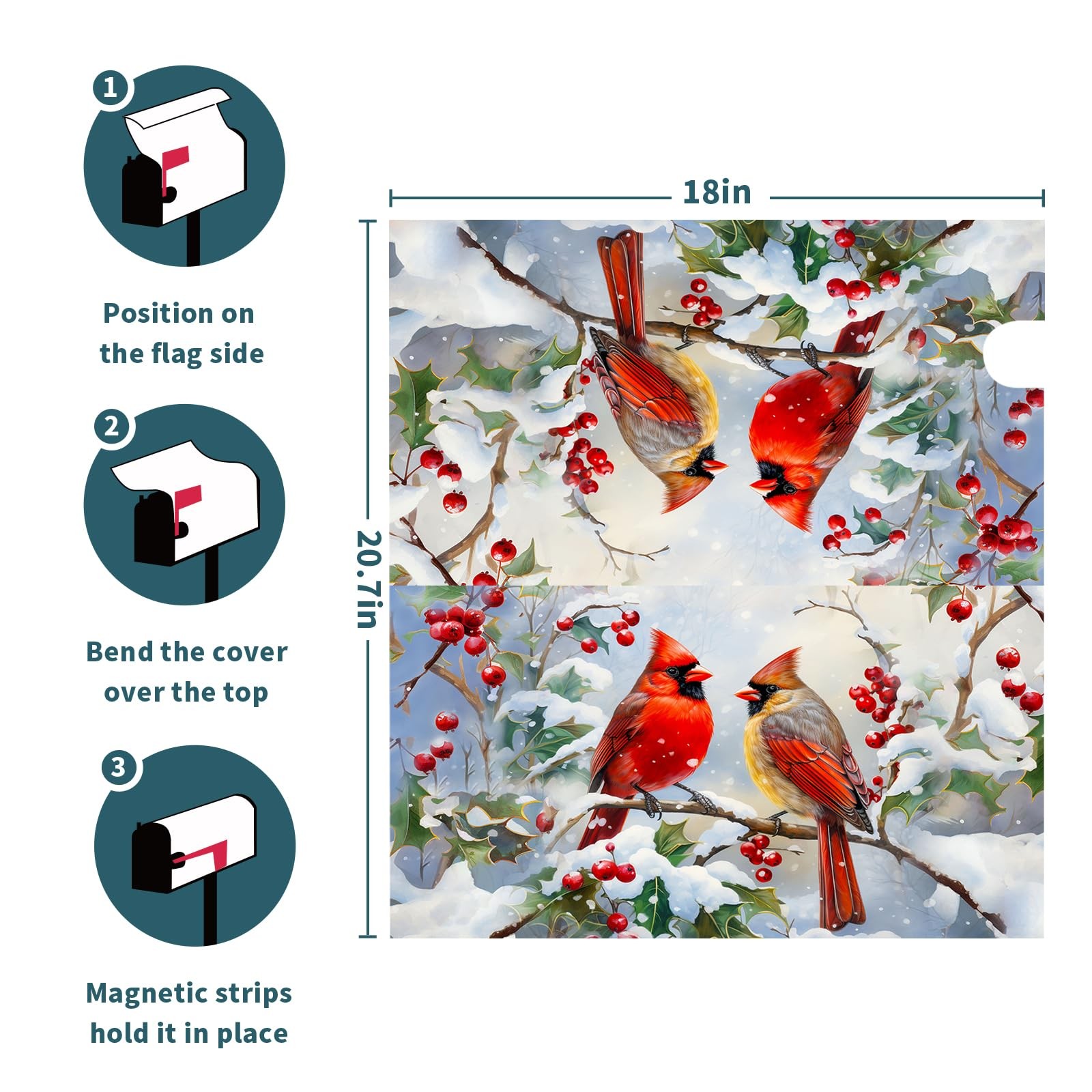 Winter Cardinal Red Birds Magnetic 21×18 inch,