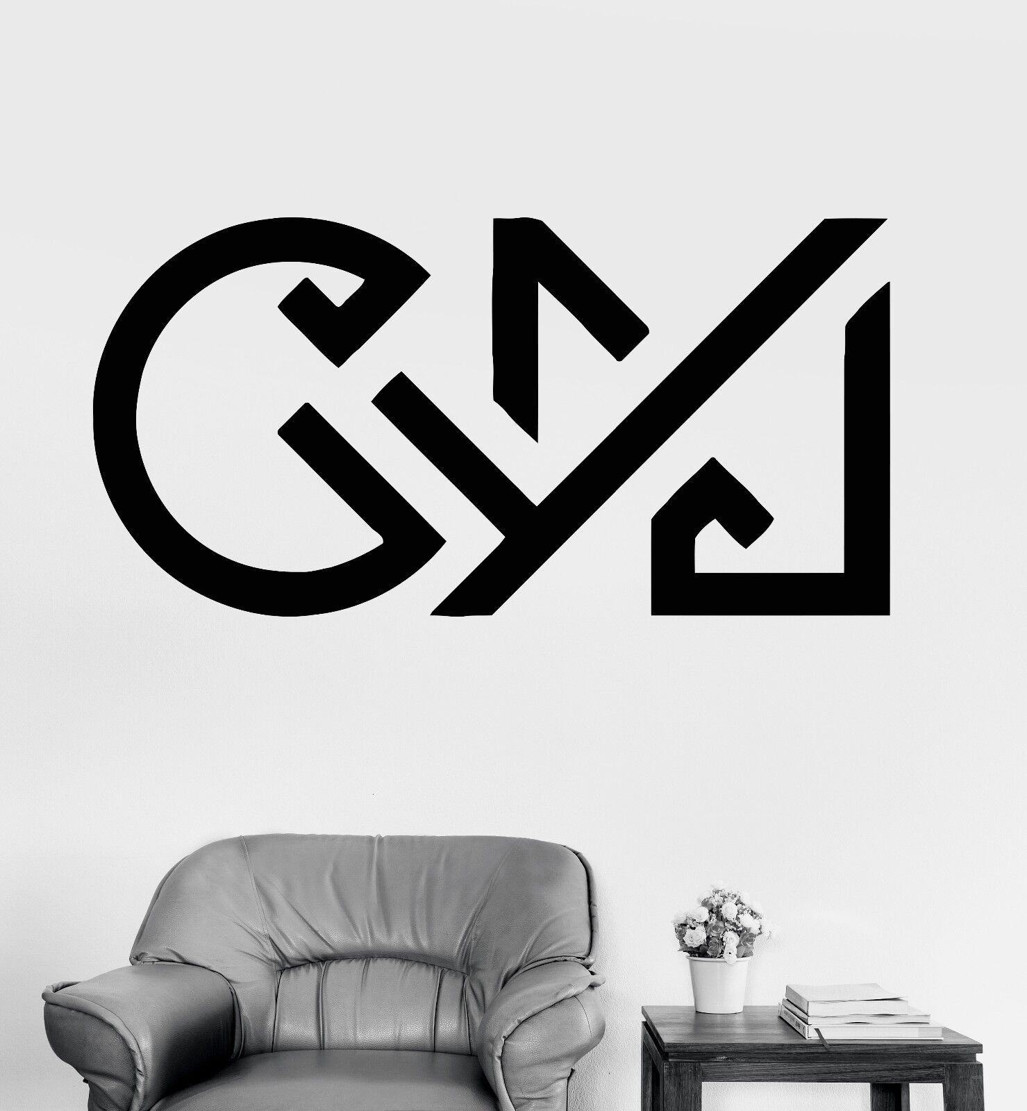 Vinyl Wall Decal Gym Word Minimalism Calligraphy Fitness Club Stickers (332ig)