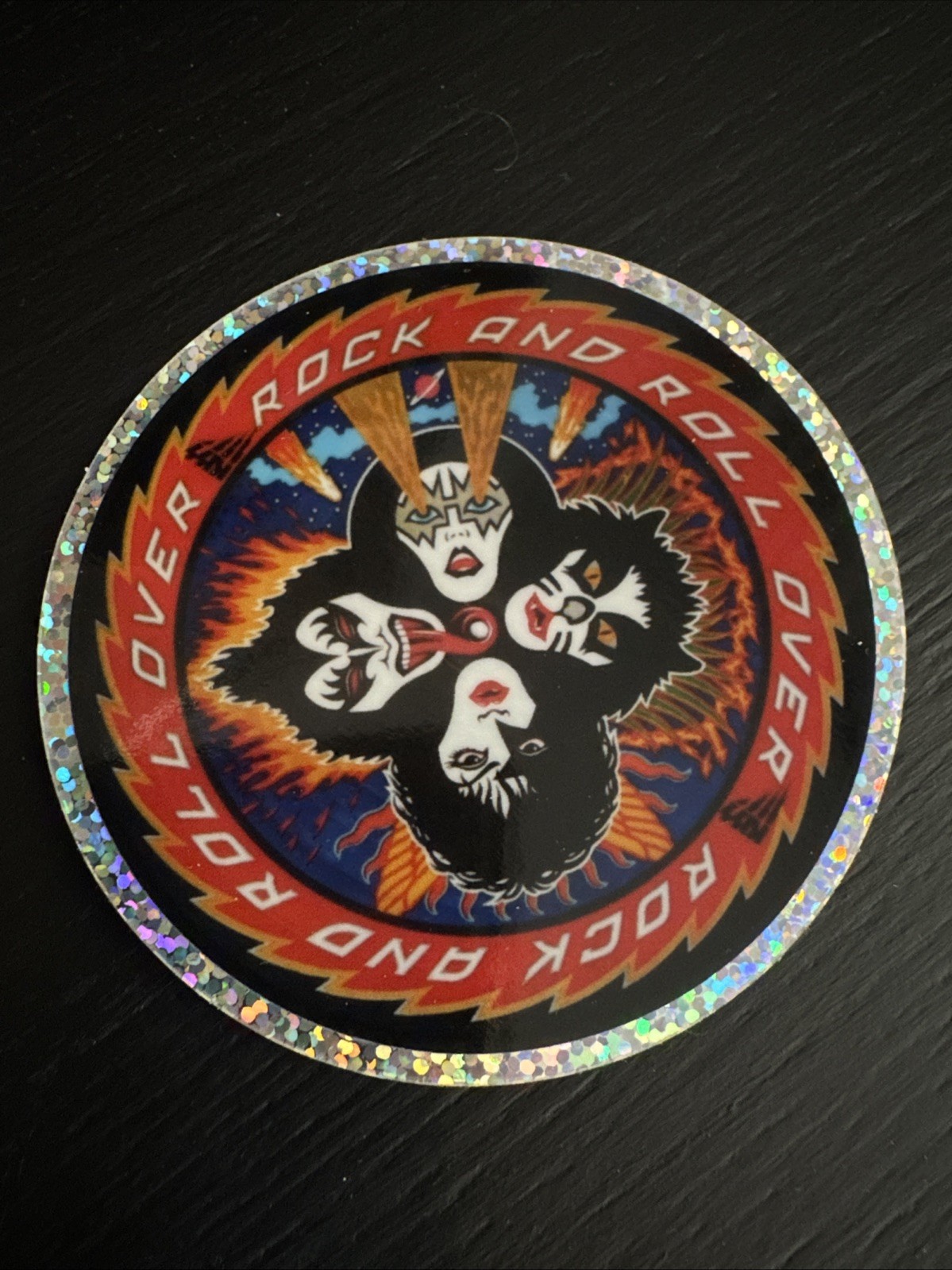 Rare 3″ Sparkle KISS Sticker Decal Rock And Roll Over !
