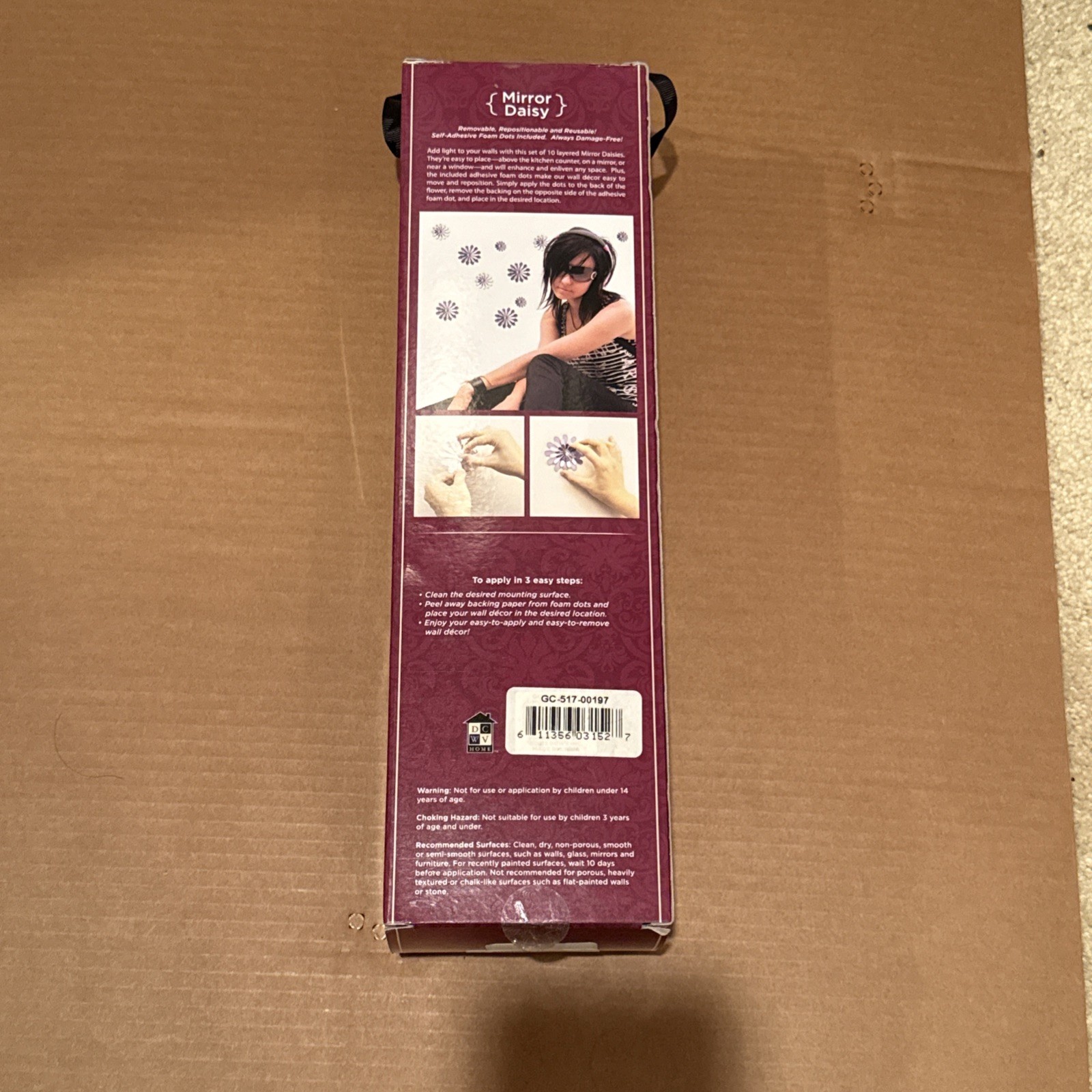 Mirror Purple Daisy wall accent removable repositionable room decor