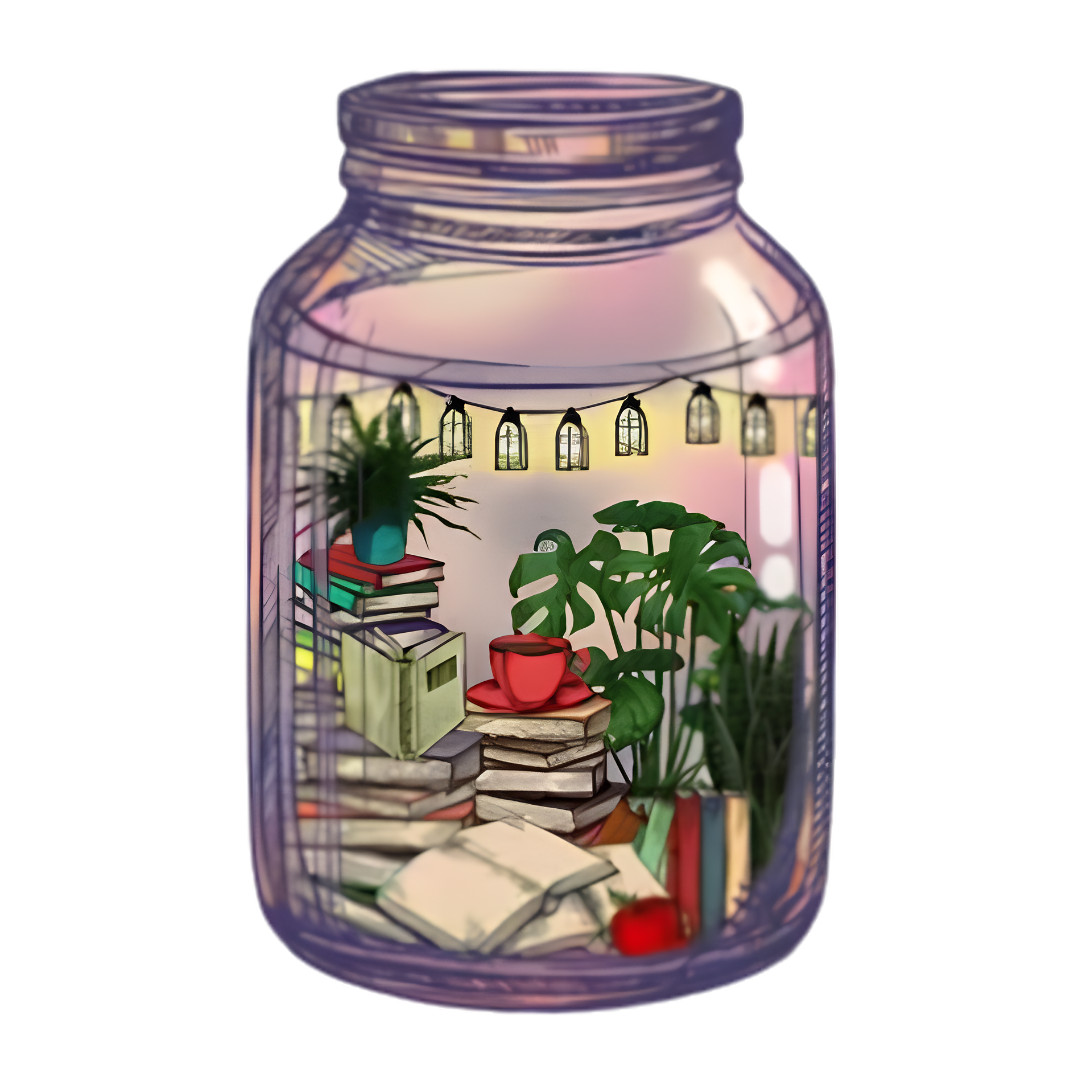 Book Lover Sticker 5in Cozy Reading Aesthetic Plant Books Jar Design