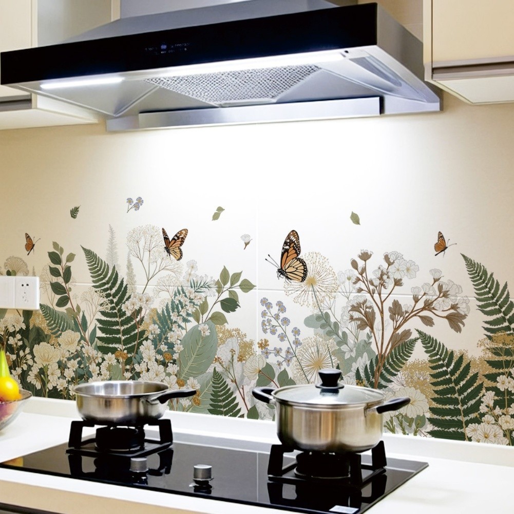 Vibrant Green Plants Wall Decals Vinyl Removable Floral Wall Murals Decor