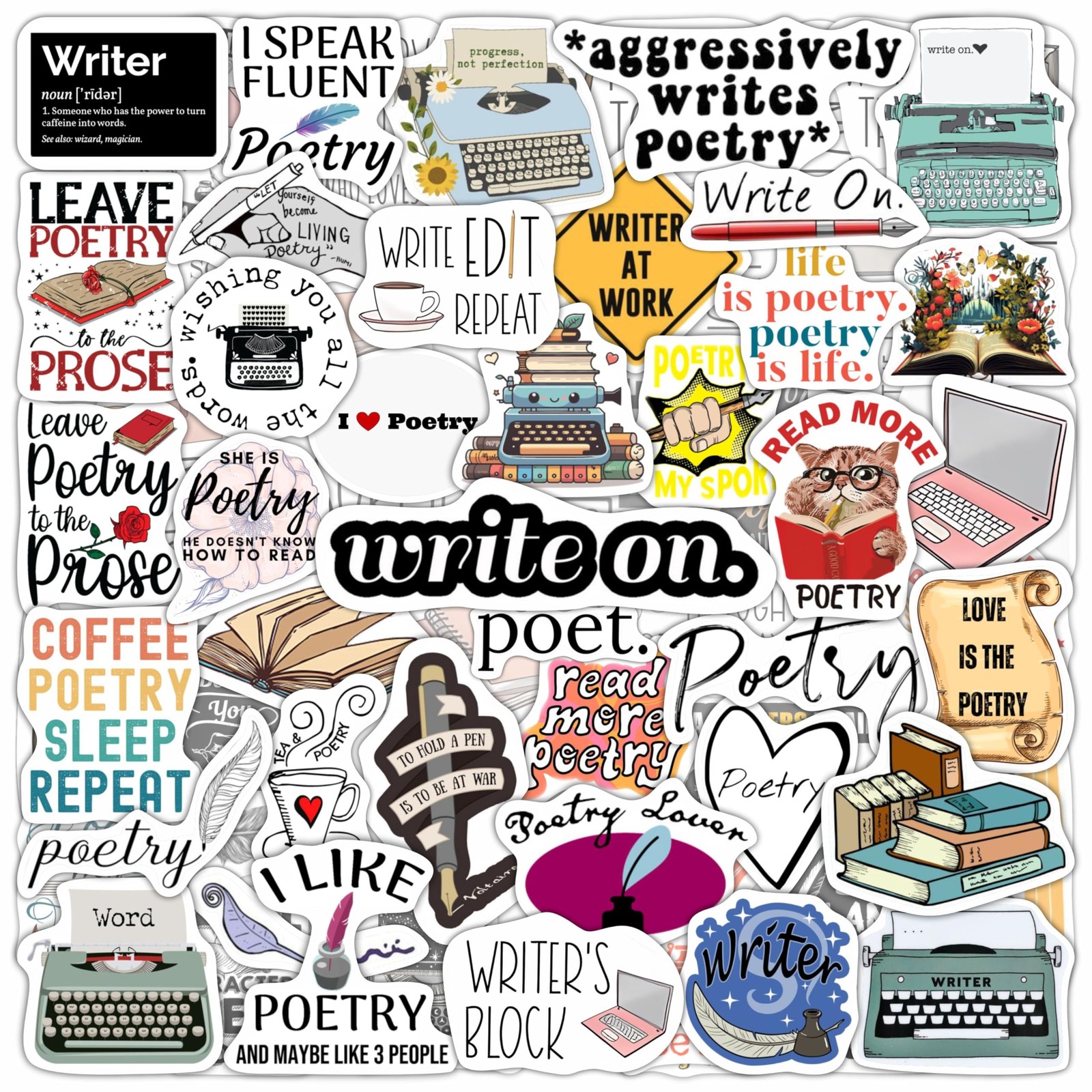BulbaCraft Writing & Poetry Stickers for Water Bottle and Laptop – Literary Part