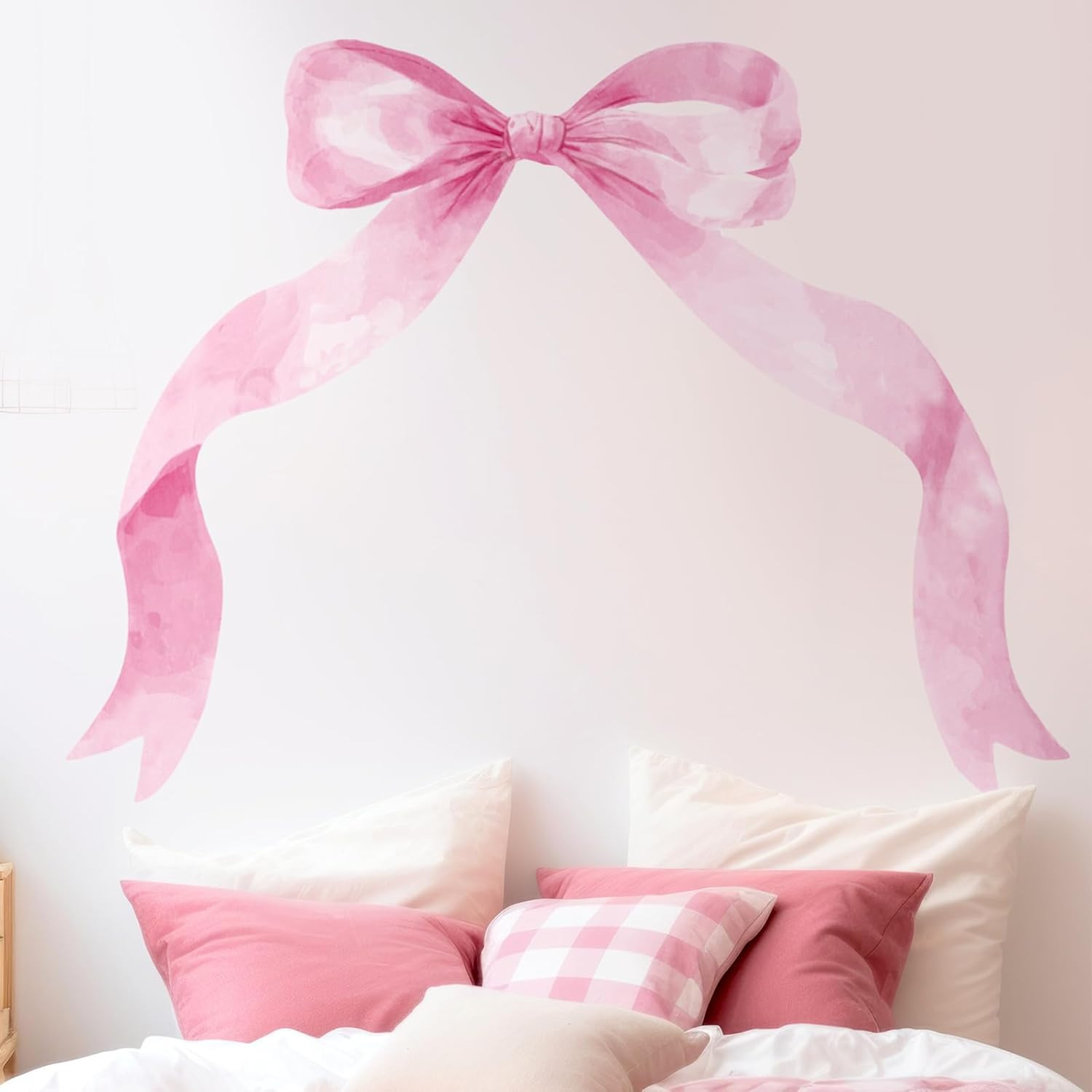 Large Pink Bow Wall Stickers – Waterproof Vinyl Decals for Girls’ Room Decor