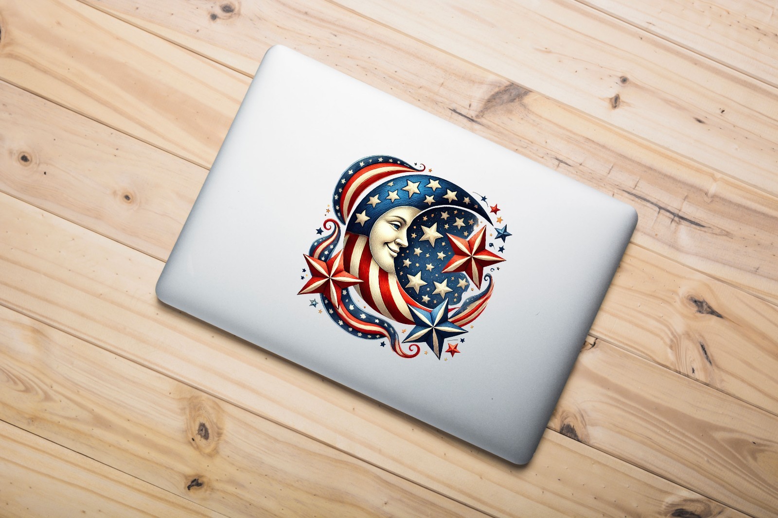 4th of July Moon and Stars UV DTF Transparent Sticker / Decal