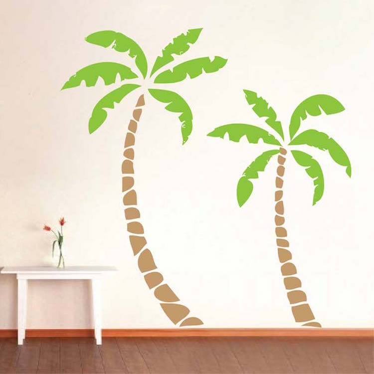 Palm Tree Wall Decal Beach Wallpaper Seaside Coconut Tree Removable Vinyl, g19