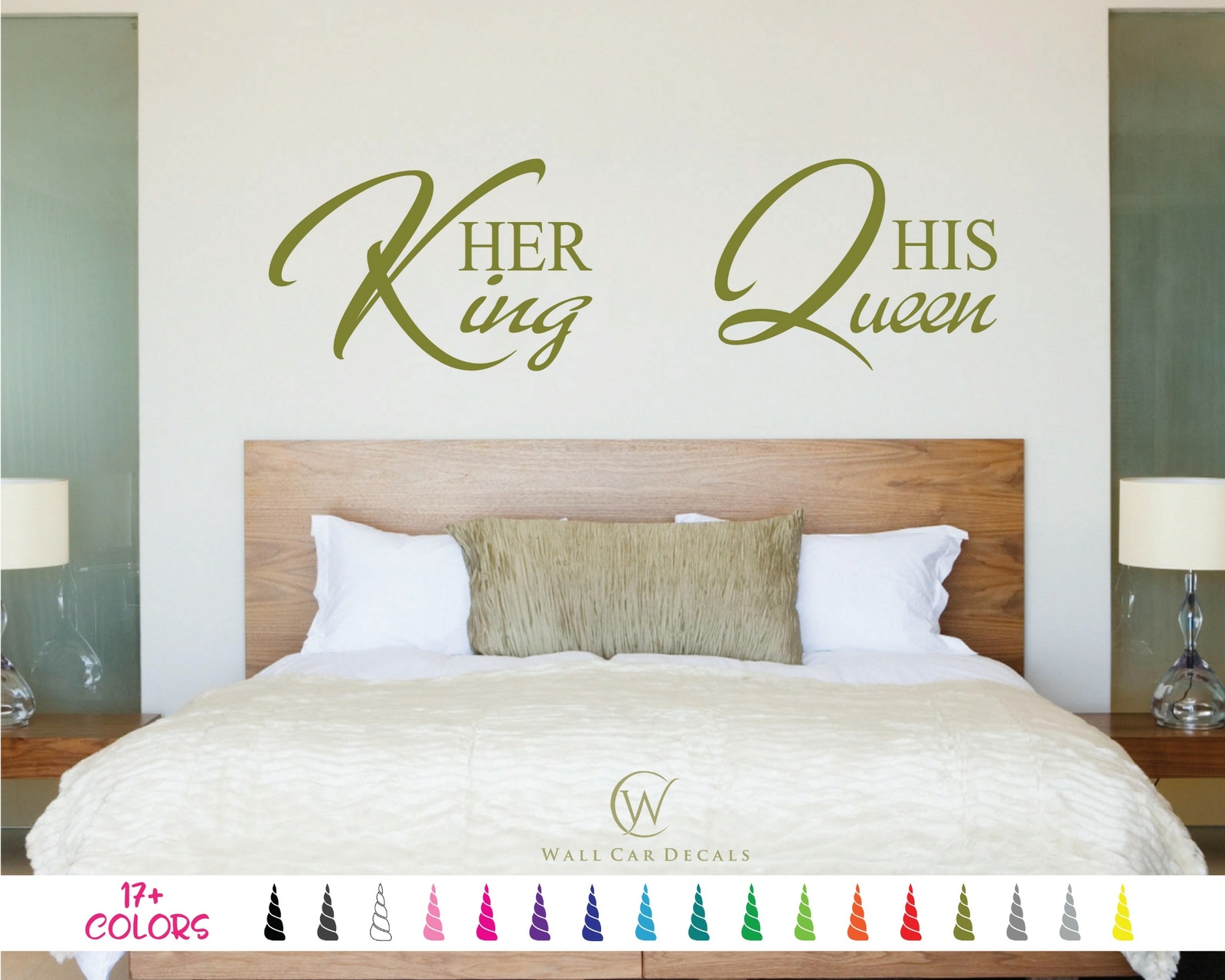 Her King His Queen – Bed Room Wall Quote Vinyl Decal Love Saying Décor Sticker