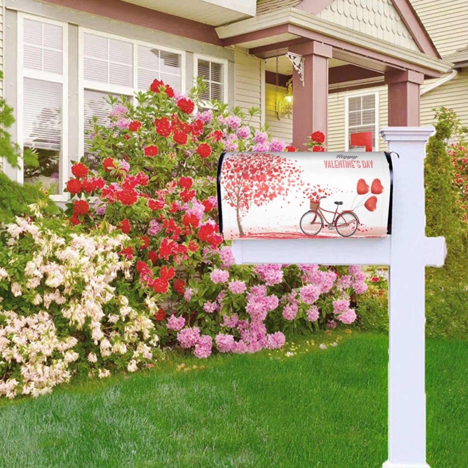 Harooni Romantic Valentine’s Mailbox Cover 21×18 inch, A Bike and a Tree