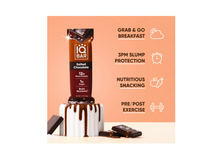 (2 pack) IQBAR Salted Chocolate Protein Bars – Vegan Energy ,High Fiber Snacks