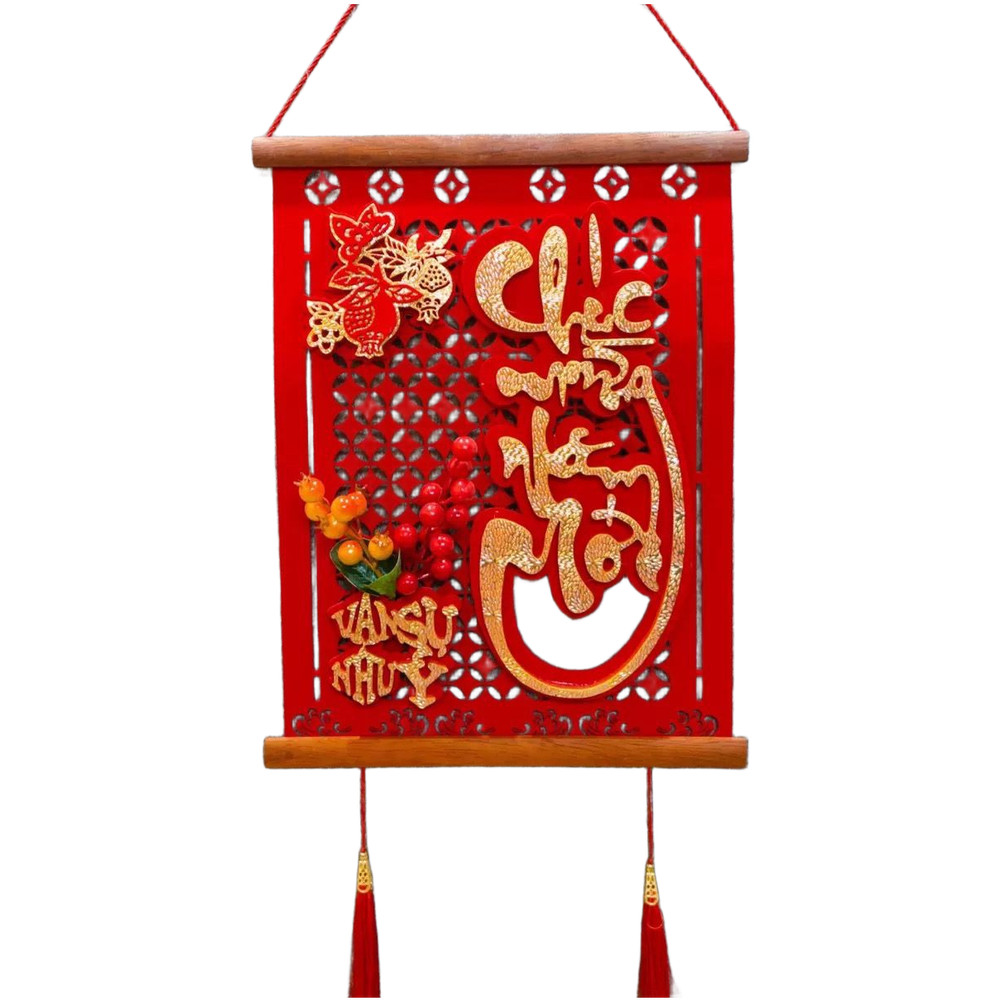 Handmade Solid Wood Vietnamese Couplets for traditional Lunar New Year
