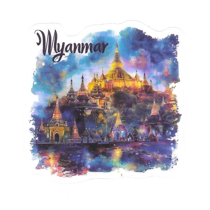 Myanmar Golden Pagoda Buddhist Temple Die Cut Clear Asian Vinyl Sticker