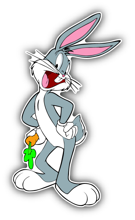 Bugs Bunny Cartoon Carrot Happy Car Bumper Sticker Decal 3” x 5”