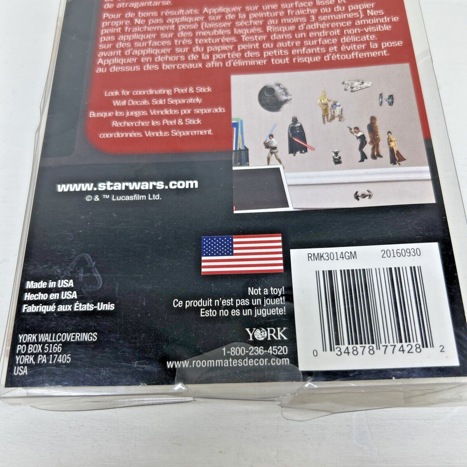 STAR WARS Classic Peel & Stick Wall Decals Removable Stickers 7 Total New USA