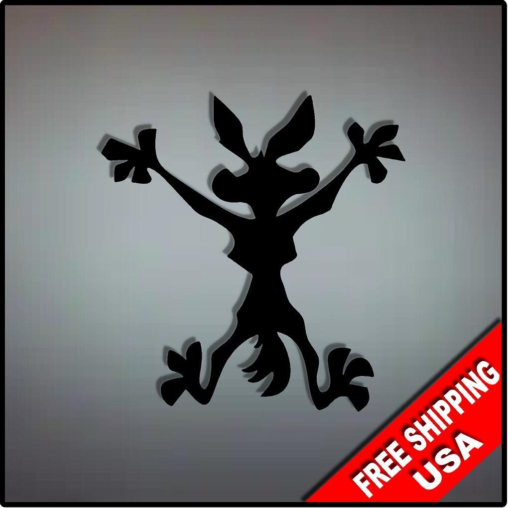 Wile E Coyote Vinyl Decal Sticker 4″ x 4″ Road Runner Black