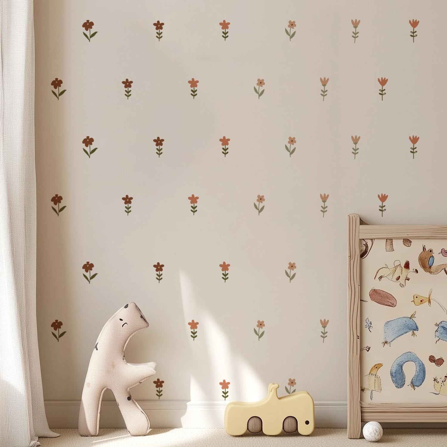 Decorative Removable Wall Decals – Bohemian Floral Stickers for Kids Spaces
