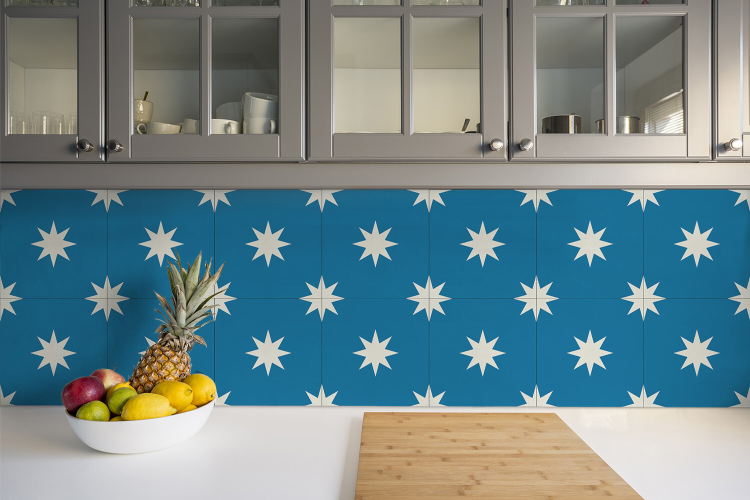 9pcs Set Tiles Kitchen Stickers Self-Adhesive Decor Eight-pointed Star