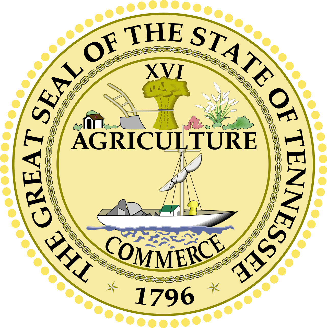 Tennessee state seal sticker weatherproof bumper vinyl decal