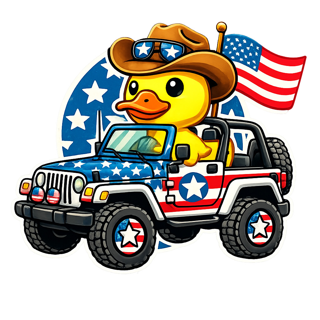 Patriotic Rubber Duck Sticker Ducky Duck Duckie 4th July USA Flag 4×4 Vehicle