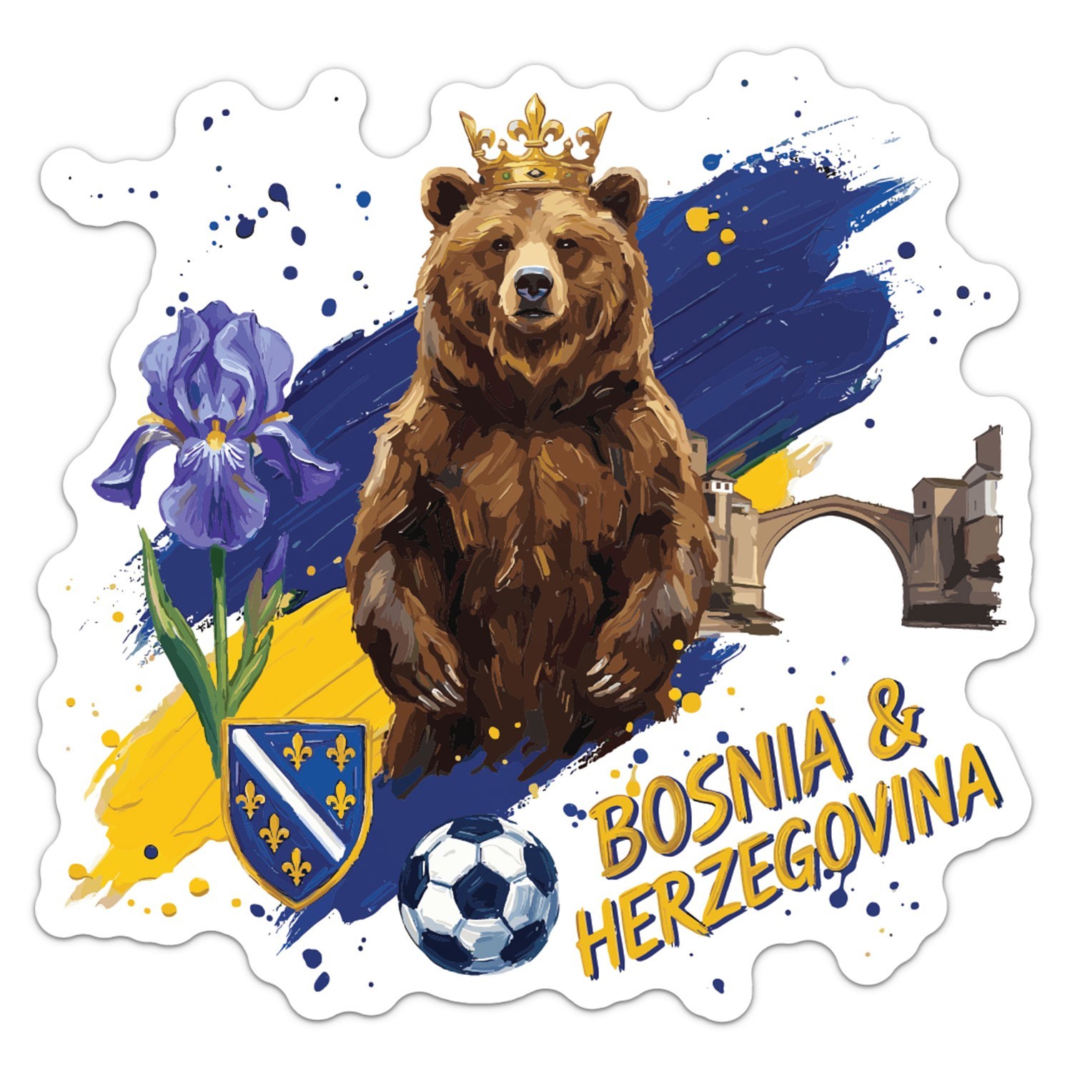 Bosnia And Herzegovina National Flag Soccer Team Bear Sticker Car Vinyl Decal