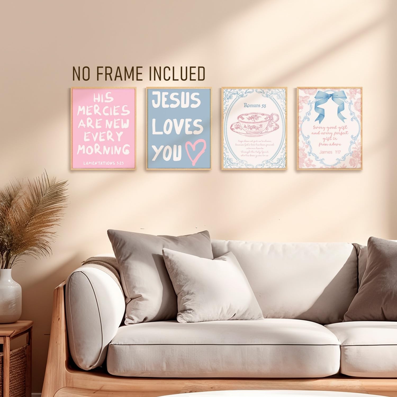 BRRNYOI Coquette Preppy Christian Wall Art Posters Set of 4, Bible Verse Deco…
