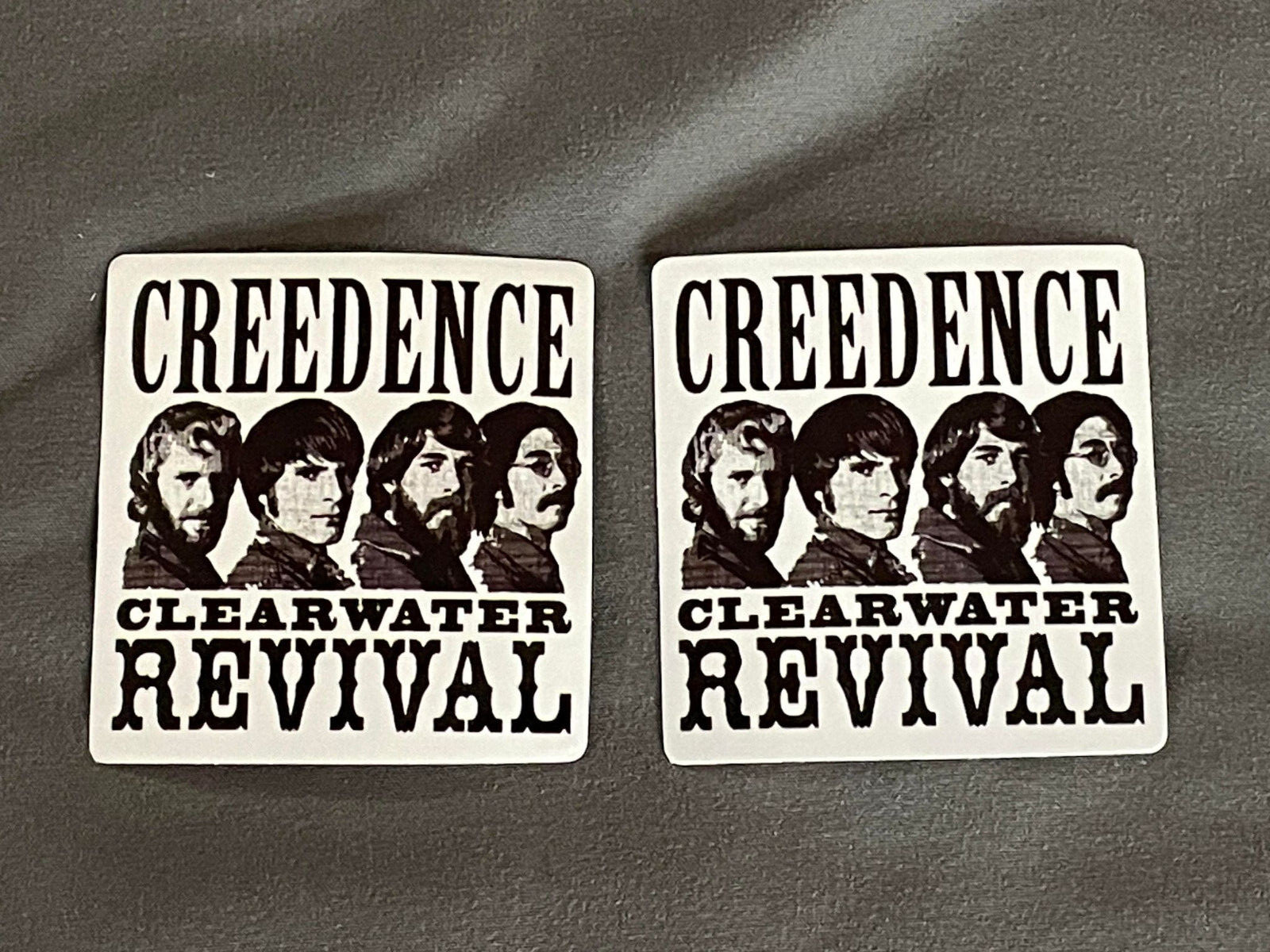 Lot (2) CREEDENCE CLEARWATER REVIVAL 2 1/4″ x 2 1/4″ Band Logo STICKERS CCR Fast