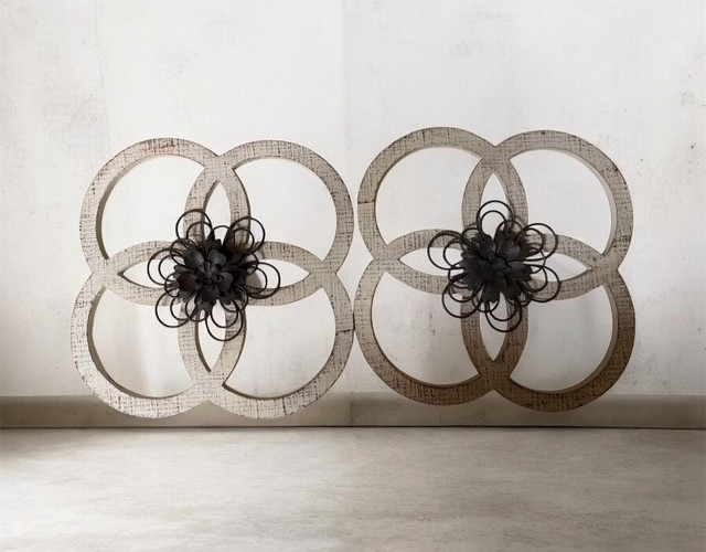 Elegant Set of Two Rustic Wall Decor with Floral Accents- Farmhouse-Shabby Chic