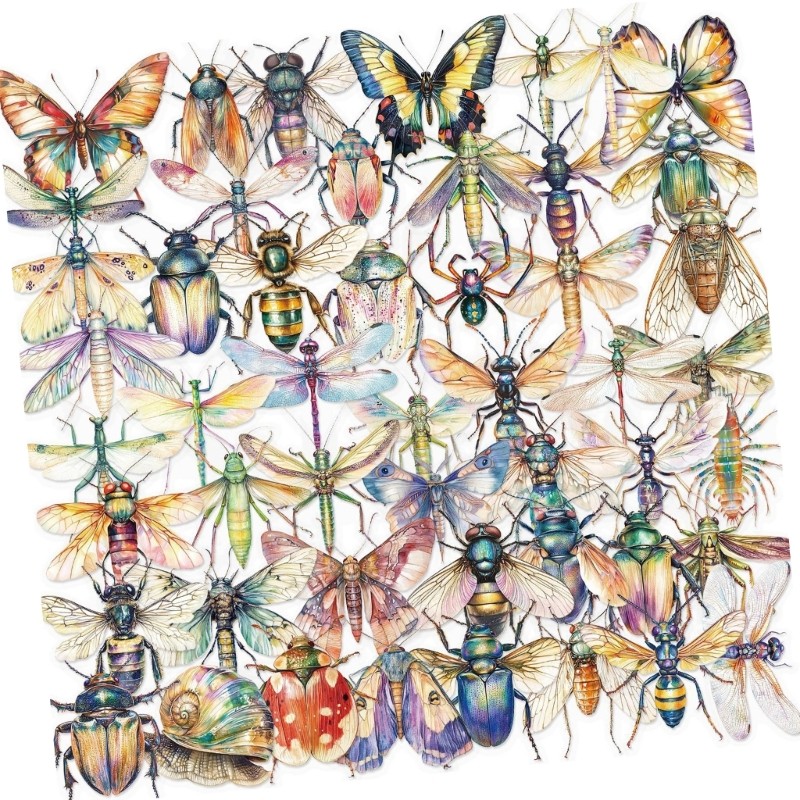 50 Sheets Insect Sticker Reward Sticker Luggage Sticker Retro Bottle Sticker