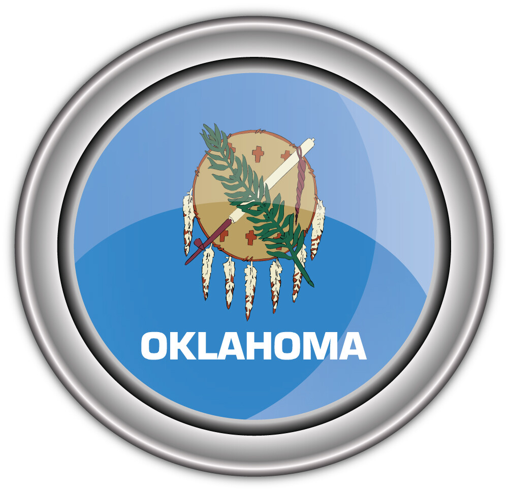 Oklahoma USA State Flag Silver Badge Car Bumper Sticker Decal “SIZES”