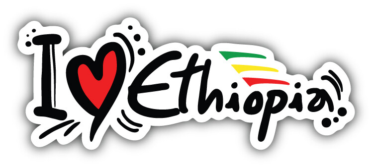 I Love Ethiopia Flag Slogan Car Bumper Sticker Decal