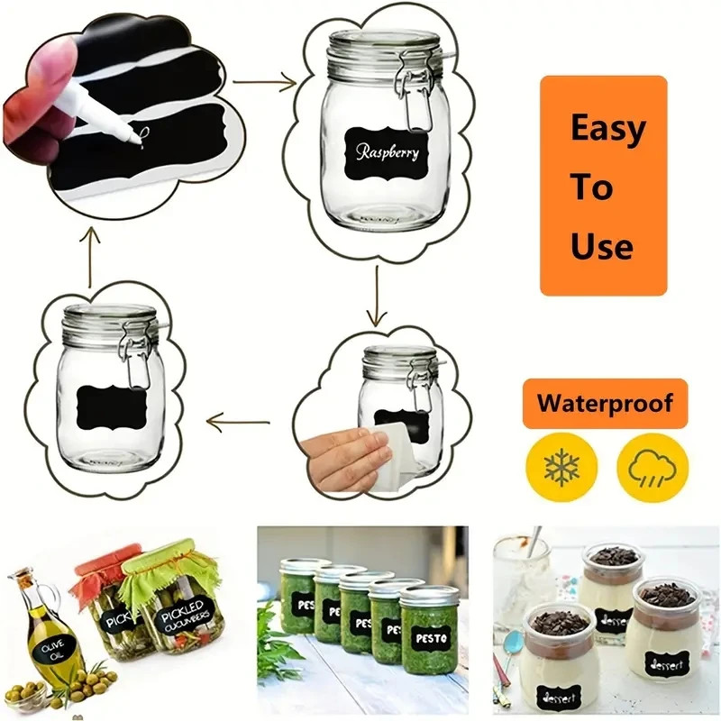 120Pcs/Roll 3 Styles Removable Blackboard Stickers with Erasable Pen Waterproof