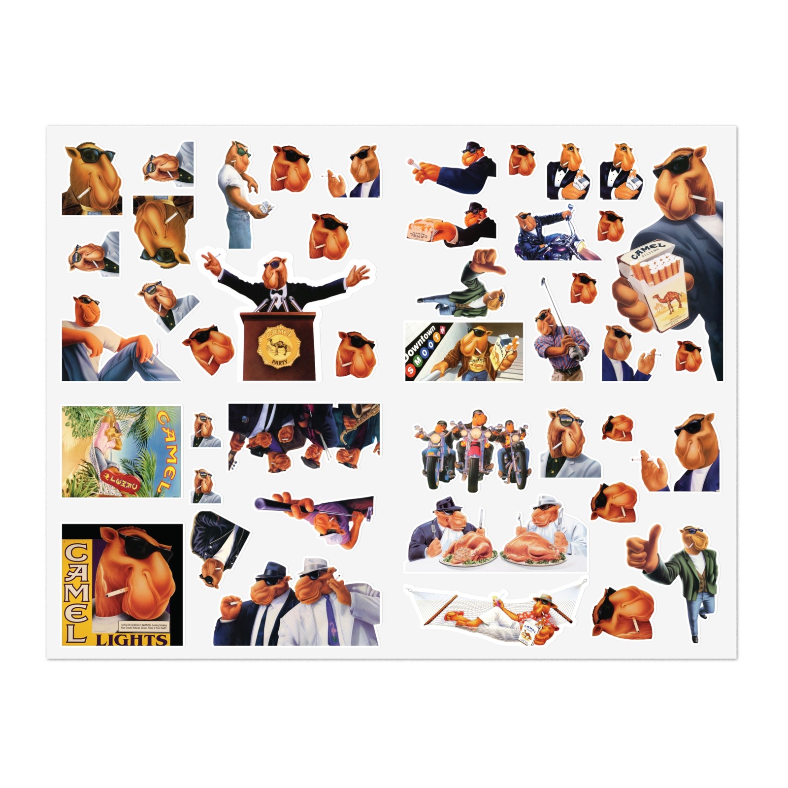 Camel Cigarette JOE CAMEL Sticker Decal Sheet Variety Sizes