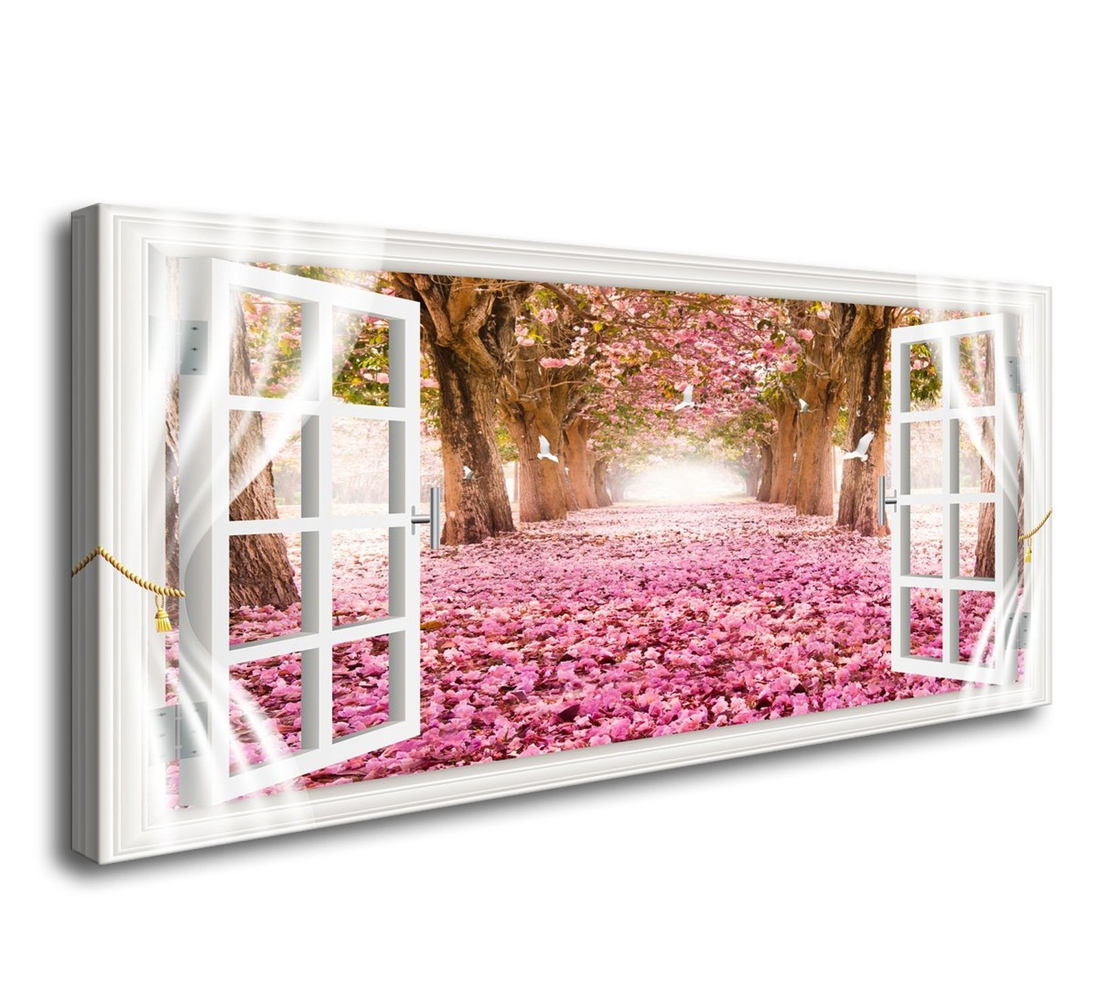 AH40174 Wall Art CanvasTrees and Pink Rose Paintings Printed Pictures Stretch…