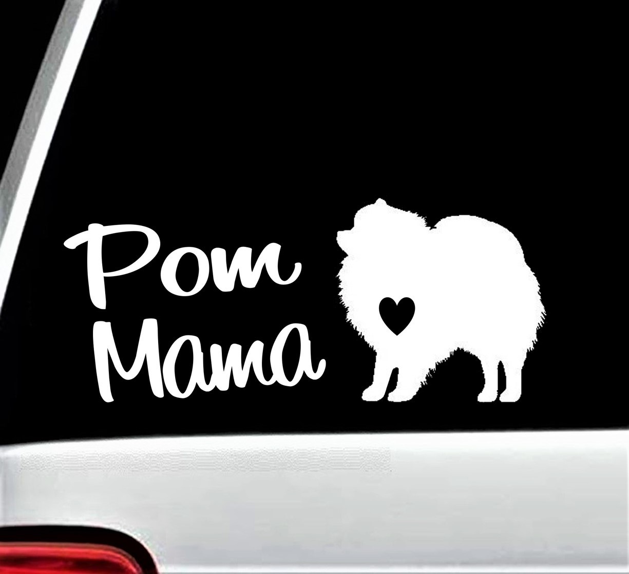 Pom Mama Pomeranian Decal Sticker for Car Window 8 Inch BG 163 Spitz Toy Dog