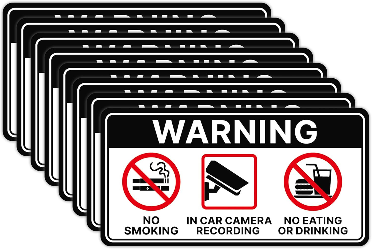 8 PCS No Smoking/No Eating/Car Camera Recording in This Vechicle Sign Sticker, W