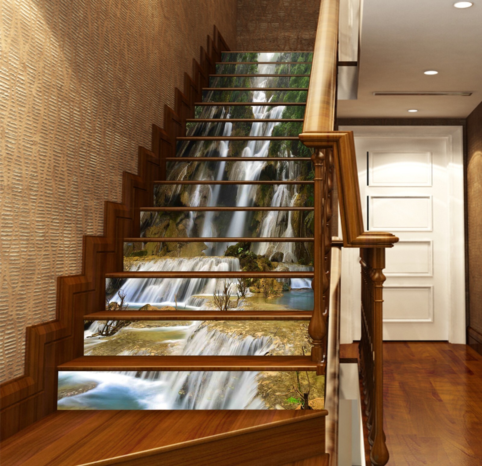 3D Waterfall Tree 452 Stair Risers Decoration Photo Mural Vinyl Decal Wallpaper