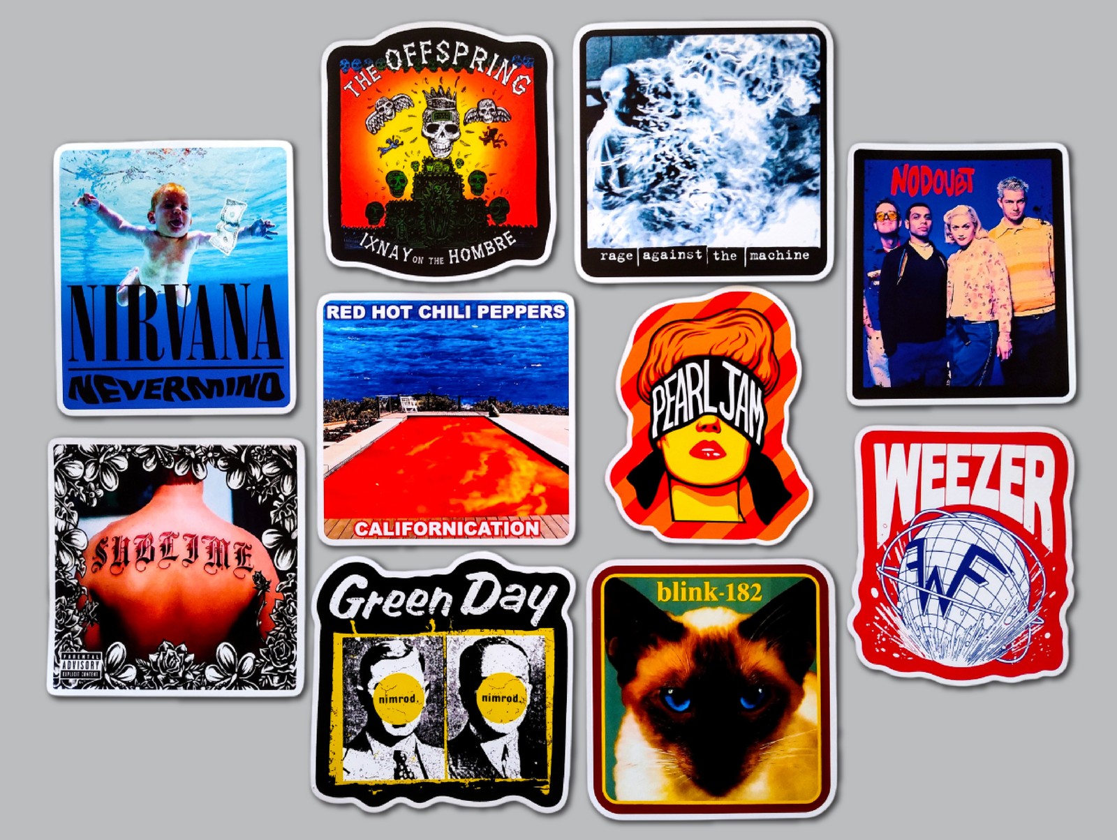 90’s Alternative Vinyl Lot Pack (10 Stickers) SET 14 pearl jam sublime nirvana