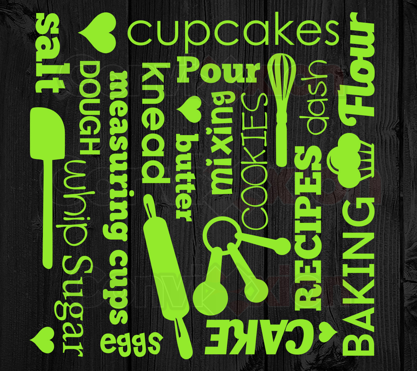 Kitchenaid Mixer Decal Wrap 8″ x 8″ Sheet Baking Subway Words Professional Vinyl